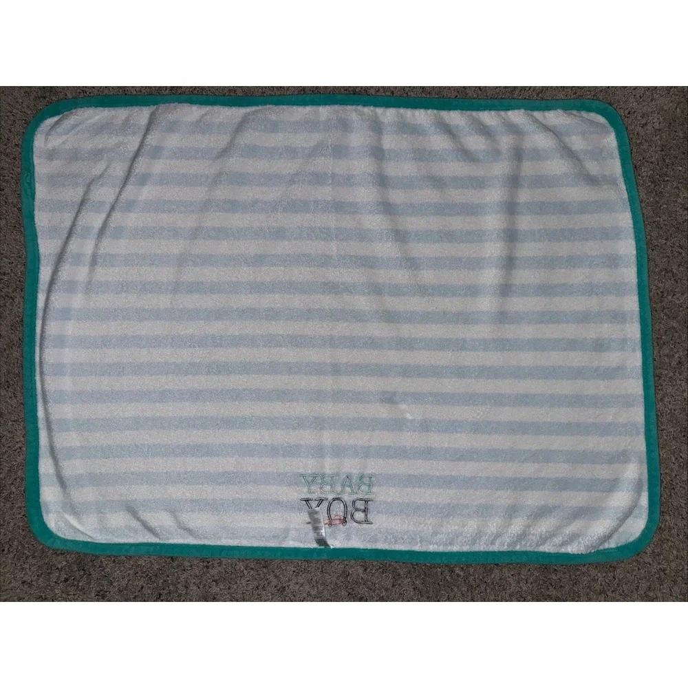 Carter's Just One Year BABY Blue Striped Velboa Soft Baby Blanket Red‎ Truck
